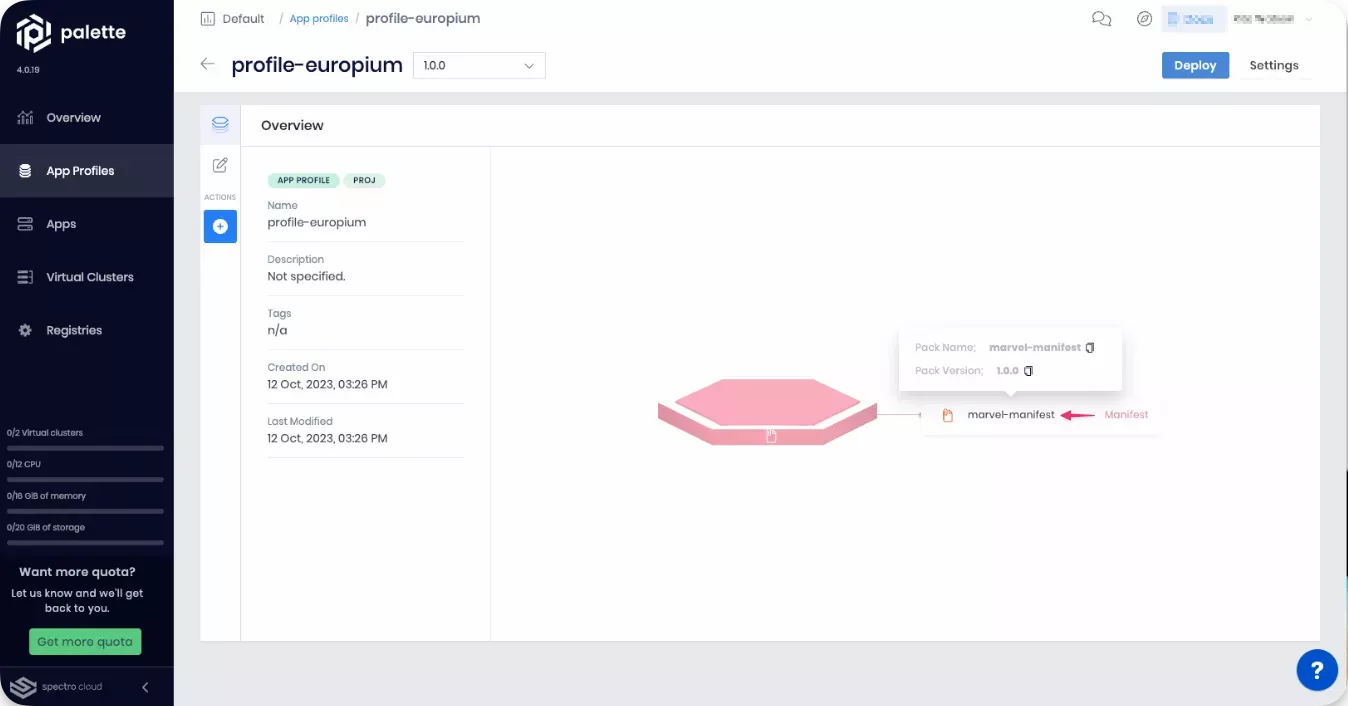 A view of a cursor triggering the info box for a manifest layer.